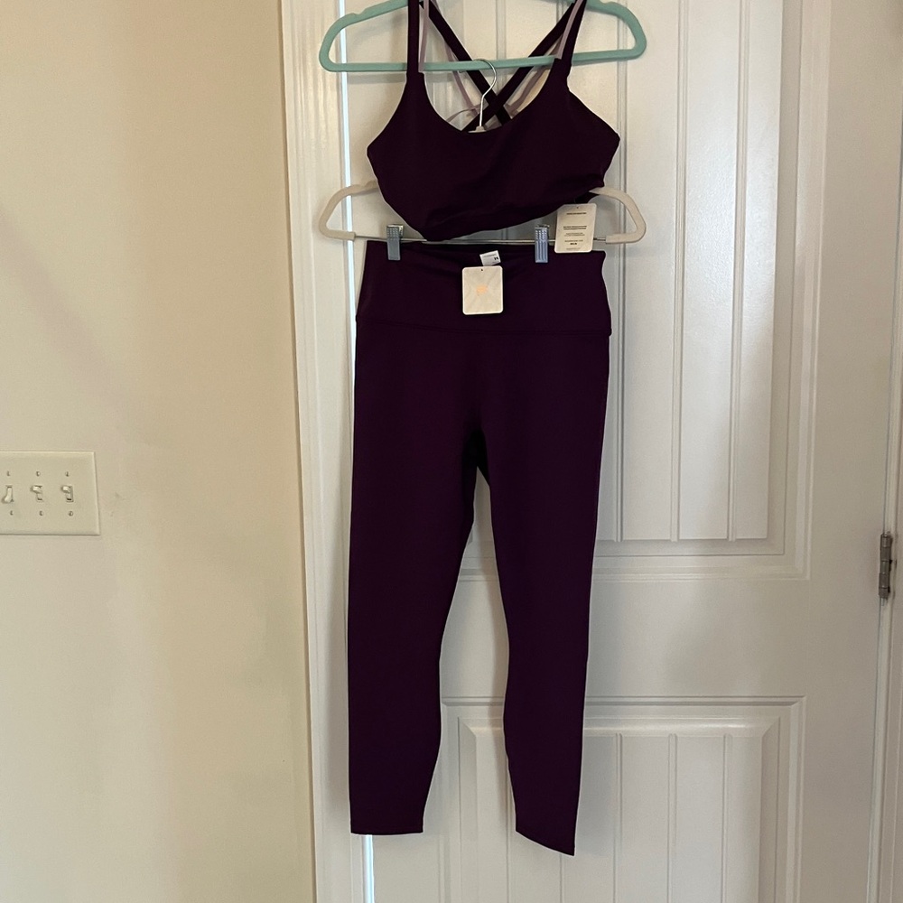 Fabletics Purple Boost Powerhold Strappy Sports Bra and Leggings Set - Picture 4 of 7